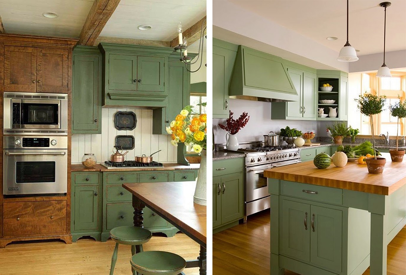 Зеленый цвет кухни стиля прованс