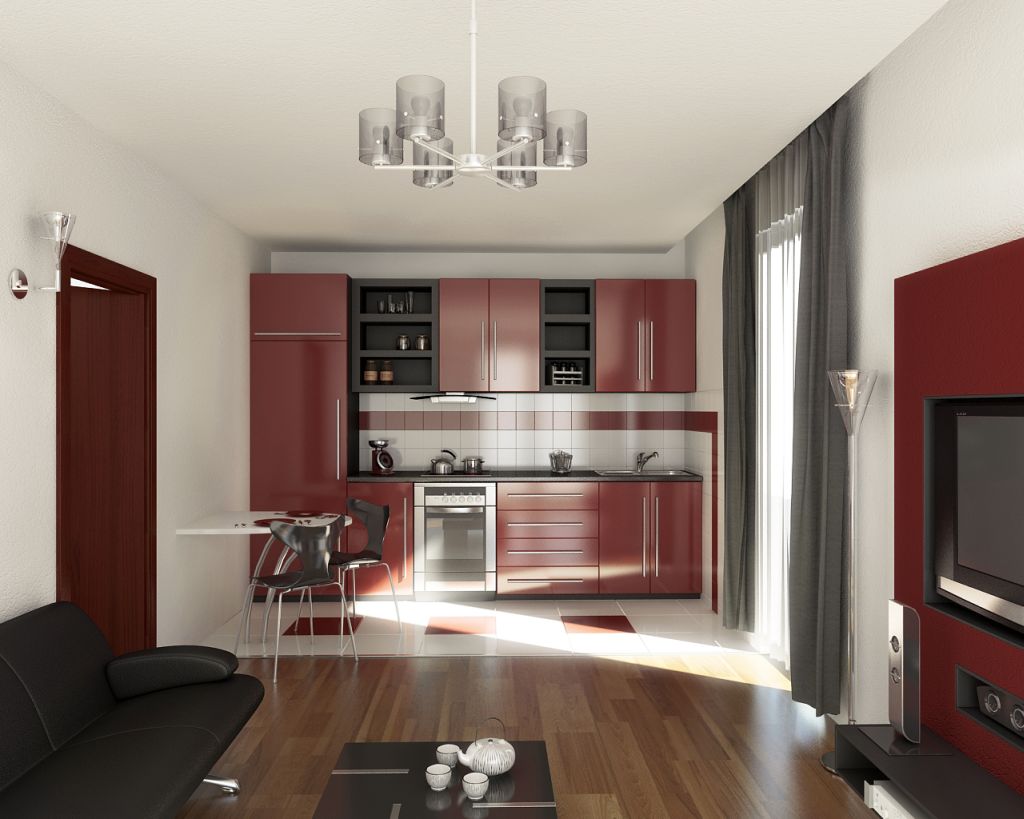 маленькая кухня гостиная дизайн интерьер
