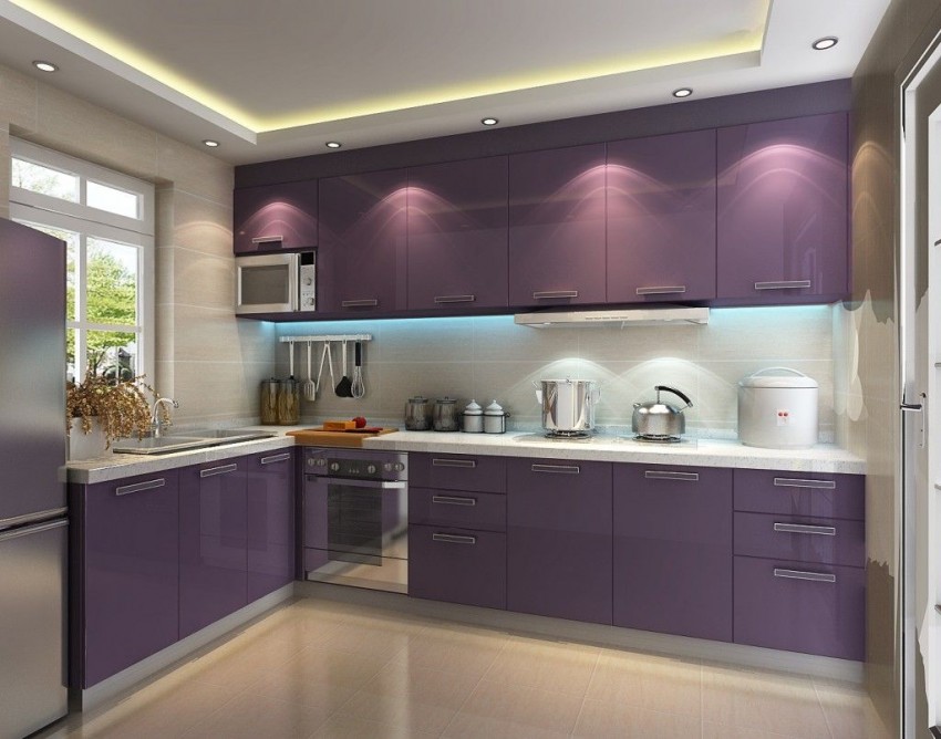 Фиолетовая кухня - современные идеи по сочетанию цвета и оттенков. Особенности подбора аксессуаров при оформлении кухни