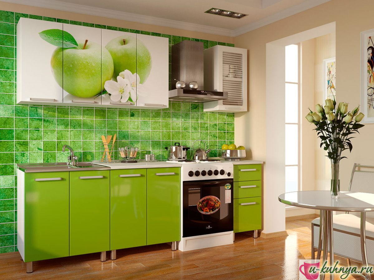 кухня зеленый цвет сочетание