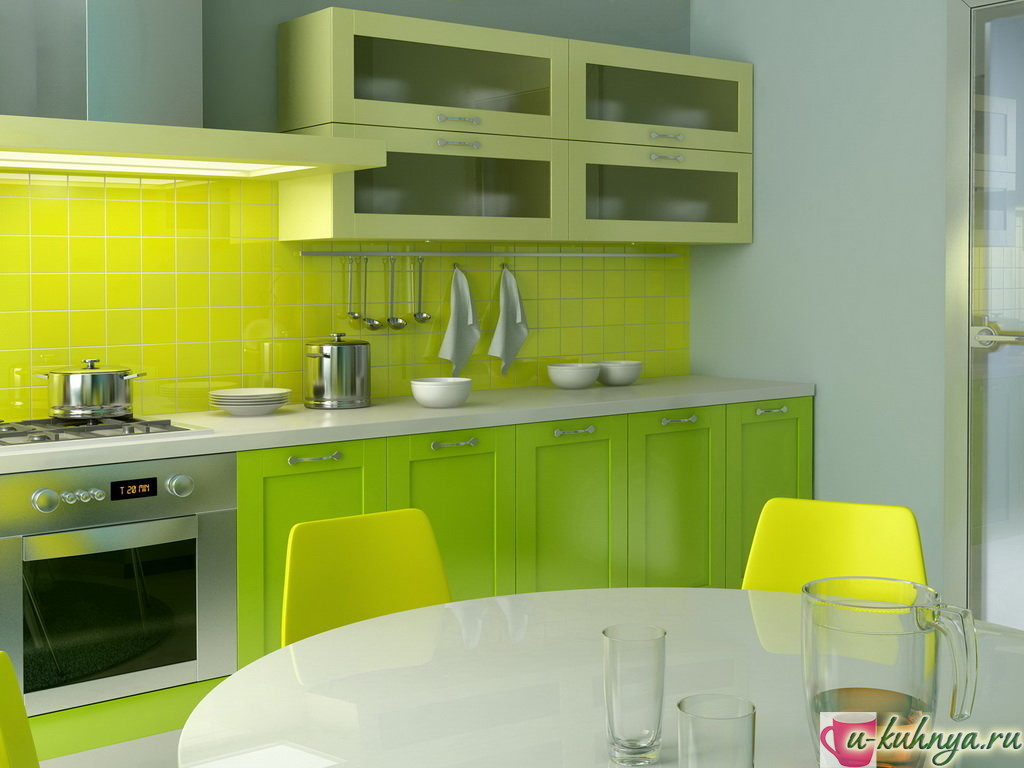 кухня зеленый цвет сочетание